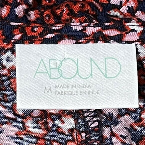 Abound women’s size M navy floral long sleeve split neck ruffled collar top - Picture 4 of 7